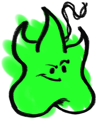 Flavortooth green-flame mascot